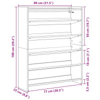 Produktbild för Skohylla sonoma-ek 80x25x100 cm konstruerat trä