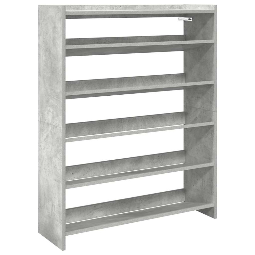Produktbild för Skohylla betonggrå 80x25x100 cm konstruerat trä
