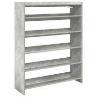 Produktbild för Skohylla betonggrå 80x25x100 cm konstruerat trä