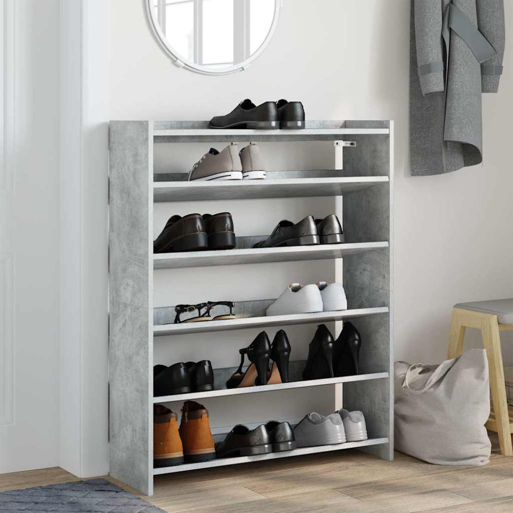 Produktbild för Skohylla betonggrå 80x25x100 cm konstruerat trä