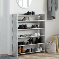 Produktbild för Skohylla betonggrå 80x25x100 cm konstruerat trä