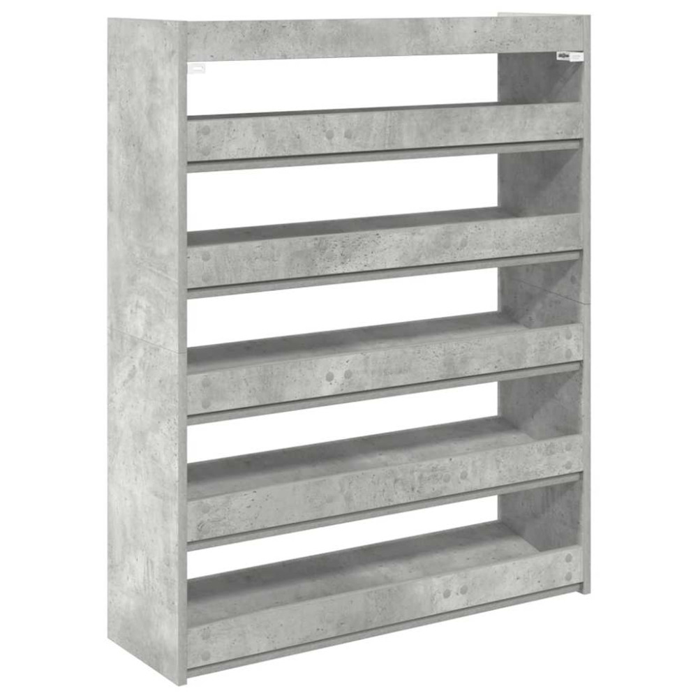 Produktbild för Skohylla betonggrå 80x25x100 cm konstruerat trä