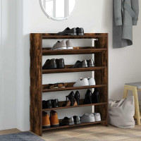 Produktbild för Skohylla rökfärgad ek 80x25x100 cm konstruerat trä