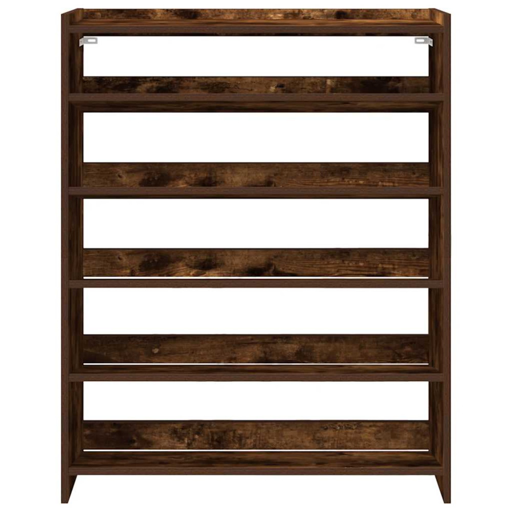 Produktbild för Skohylla rökfärgad ek 80x25x100 cm konstruerat trä