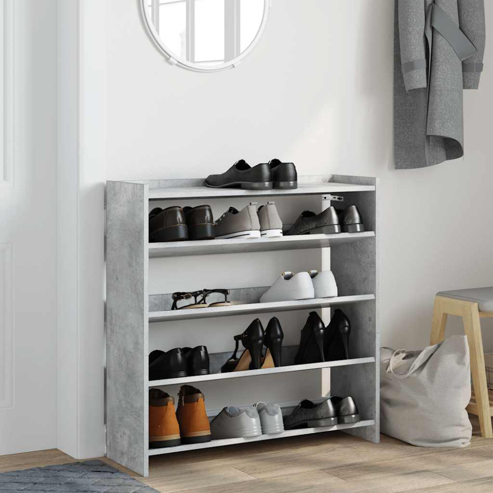 Produktbild för Skohylla betonggrå 80x25x81 cm konstruerat trä