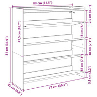 Produktbild för Skohylla betonggrå 80x25x81 cm konstruerat trä