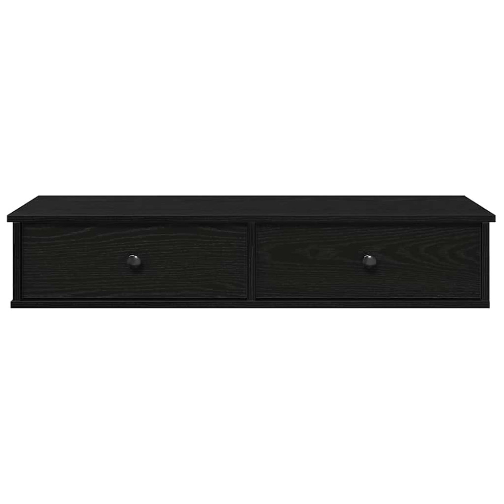 Produktbild för Vägghylla med lådor svart 100x37,5x19 cm konstruerat trä