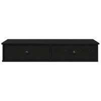 Produktbild för Vägghylla med lådor svart 100x37,5x19 cm konstruerat trä