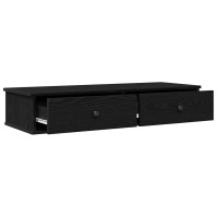 Produktbild för Vägghylla med lådor svart 100x37,5x19 cm konstruerat trä