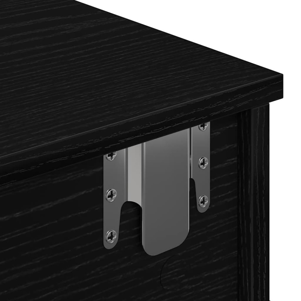 Produktbild för Vägghylla med lådor svart 100x37,5x19 cm konstruerat trä