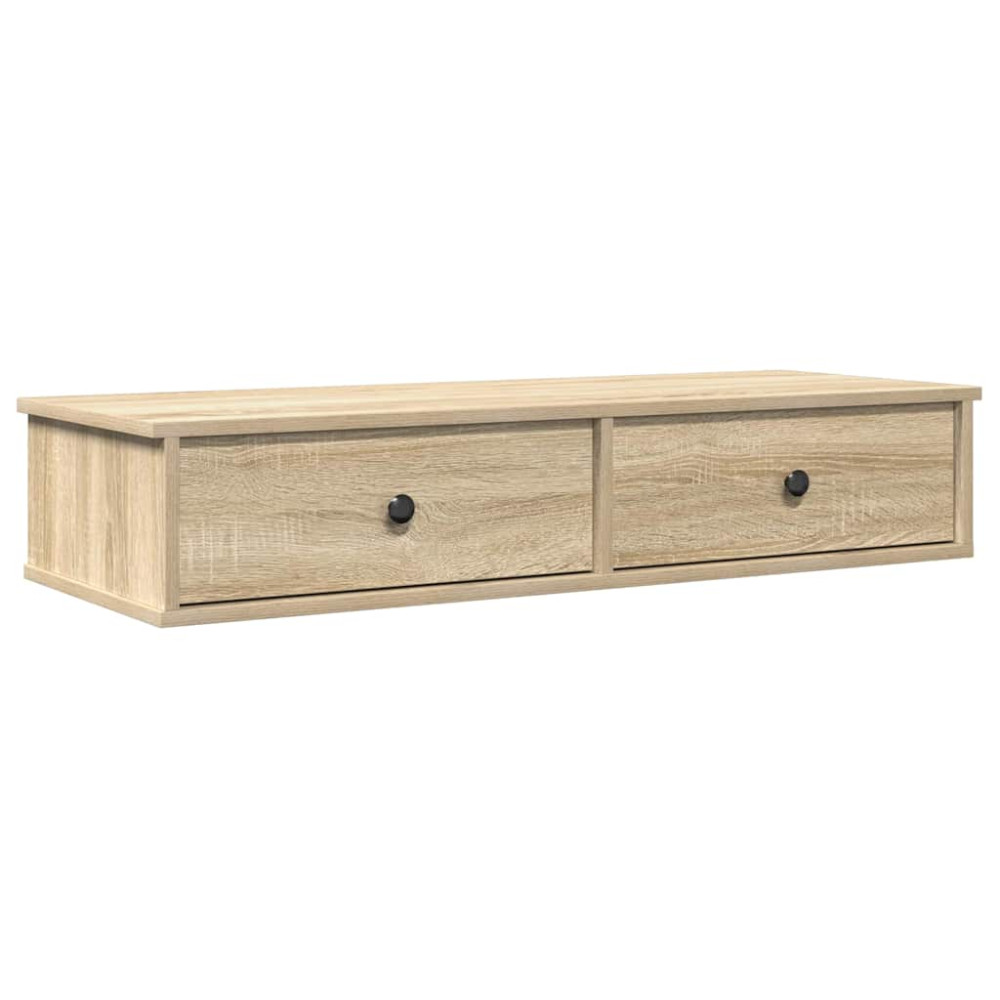 Produktbild för Vägghylla med lådor sonoma-ek 100x37,5x19 cm konstruerat trä