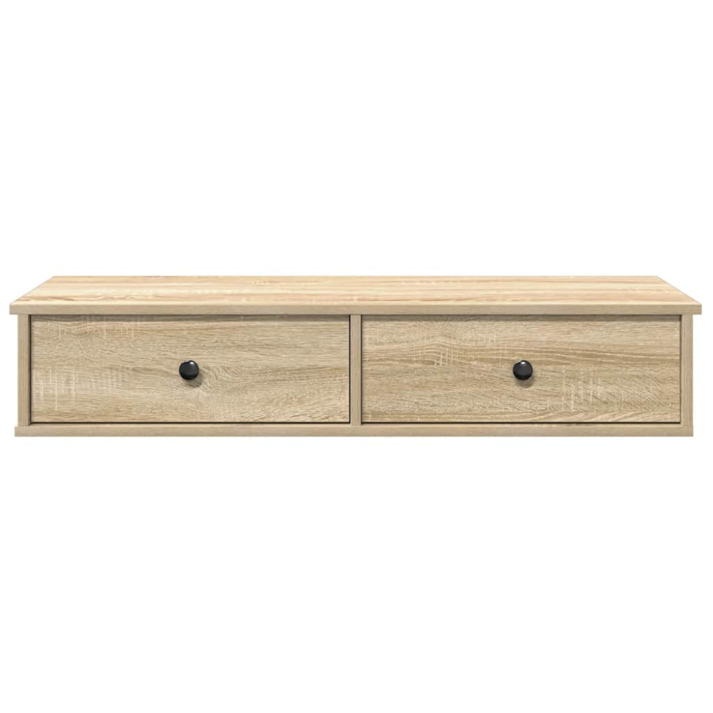 Produktbild för Vägghylla med lådor sonoma-ek 100x37,5x19 cm konstruerat trä