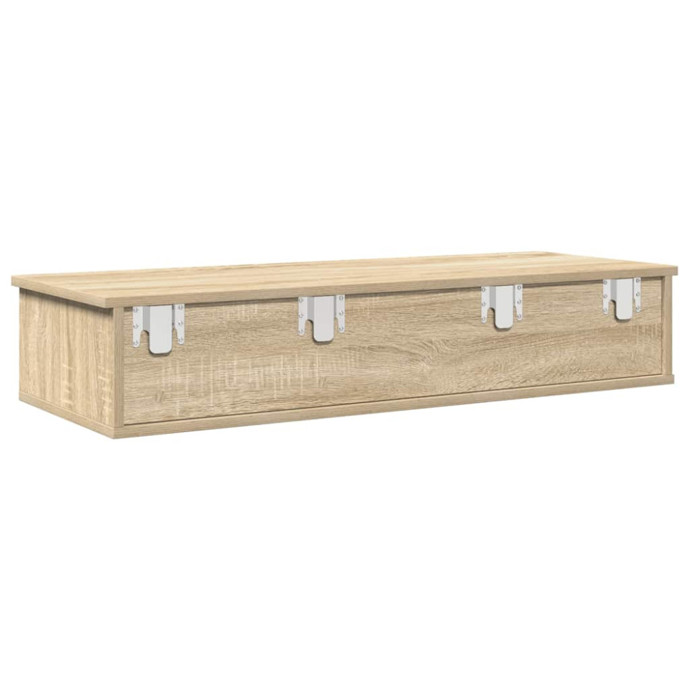 Produktbild för Vägghylla med lådor sonoma-ek 100x37,5x19 cm konstruerat trä
