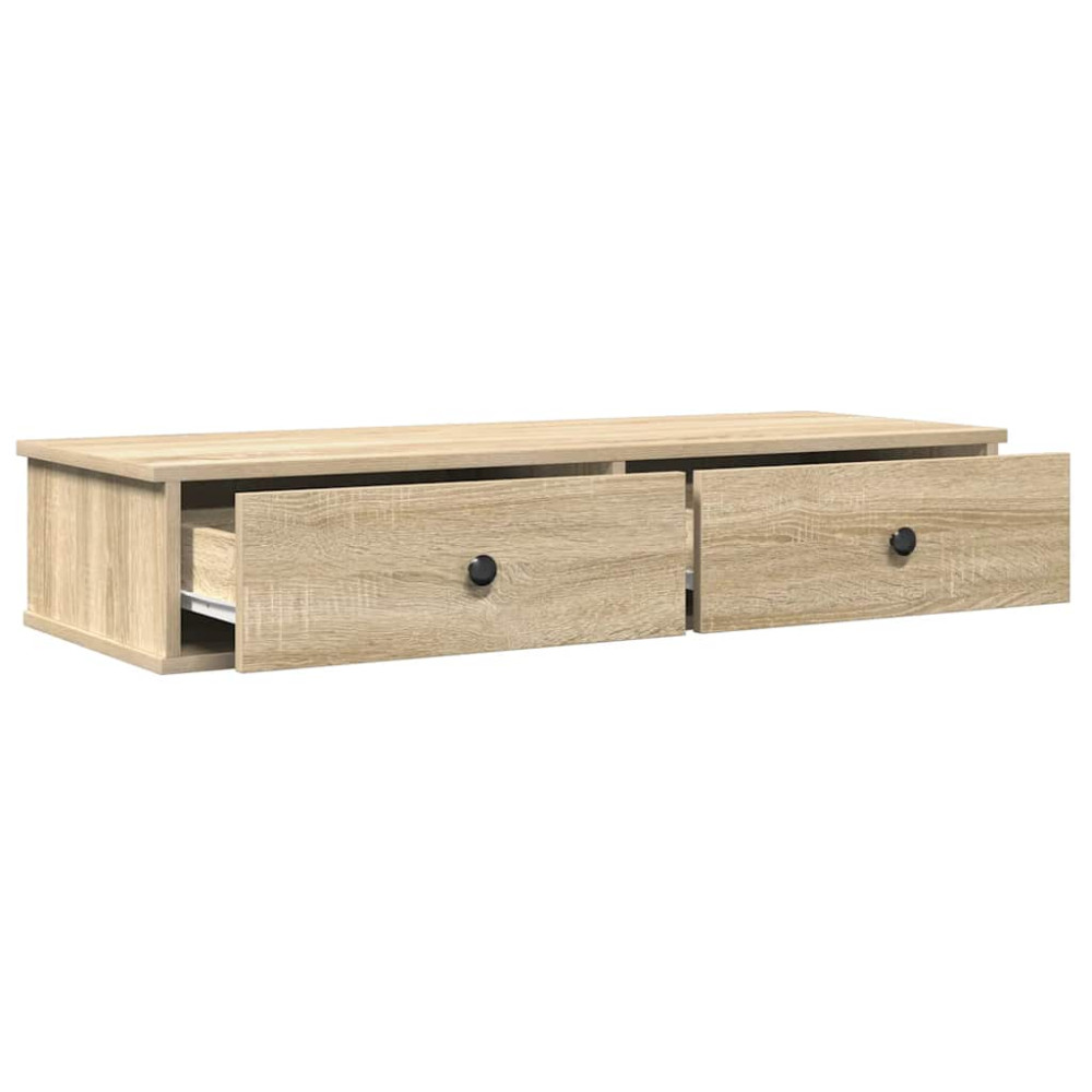 Produktbild för Vägghylla med lådor sonoma-ek 100x37,5x19 cm konstruerat trä