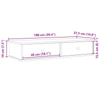 Produktbild för Vägghylla med lådor betonggrå 100x37,5x19 cm konstruerat trä