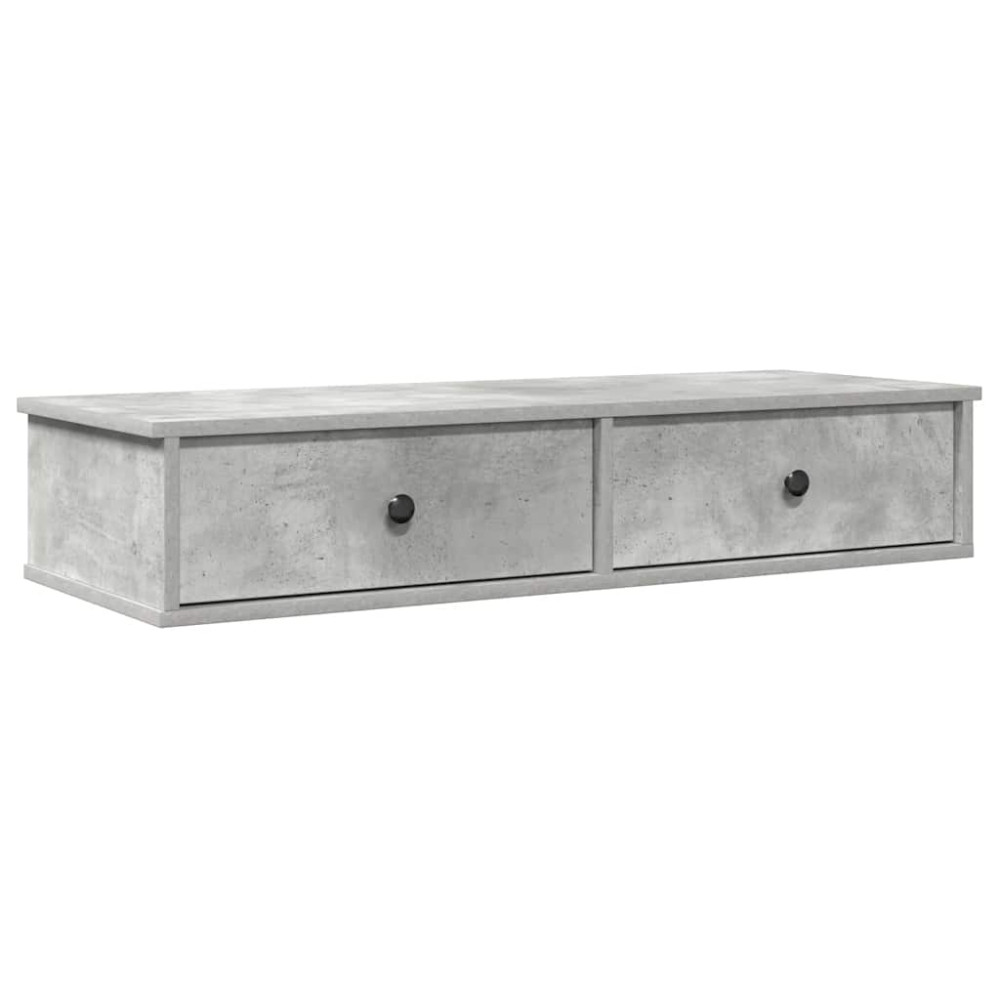 Produktbild för Vägghylla med lådor betonggrå 100x37,5x19 cm konstruerat trä