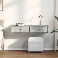 Produktbild för Vägghylla med lådor betonggrå 100x37,5x19 cm konstruerat trä