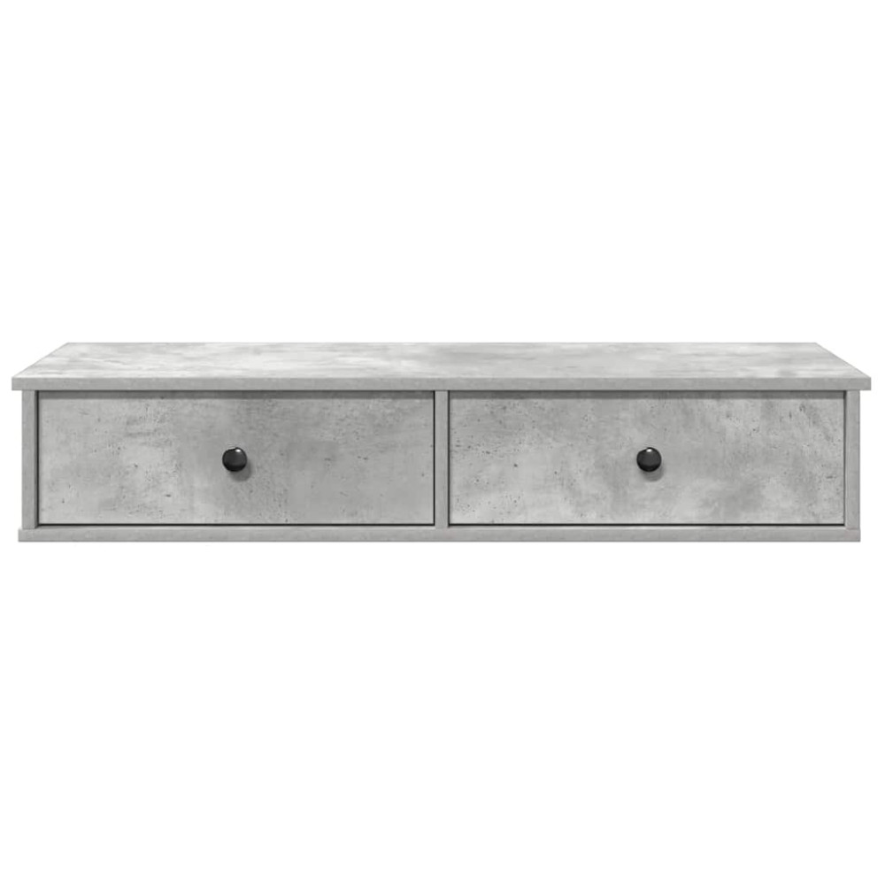 Produktbild för Vägghylla med lådor betonggrå 100x37,5x19 cm konstruerat trä