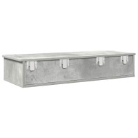 Produktbild för Vägghylla med lådor betonggrå 100x37,5x19 cm konstruerat trä