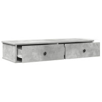 Produktbild för Vägghylla med lådor betonggrå 100x37,5x19 cm konstruerat trä