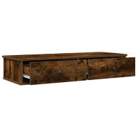 Produktbild för Vägghylla med lådor rökfärgad ek 100x37,5x19 cm konstruerat trä