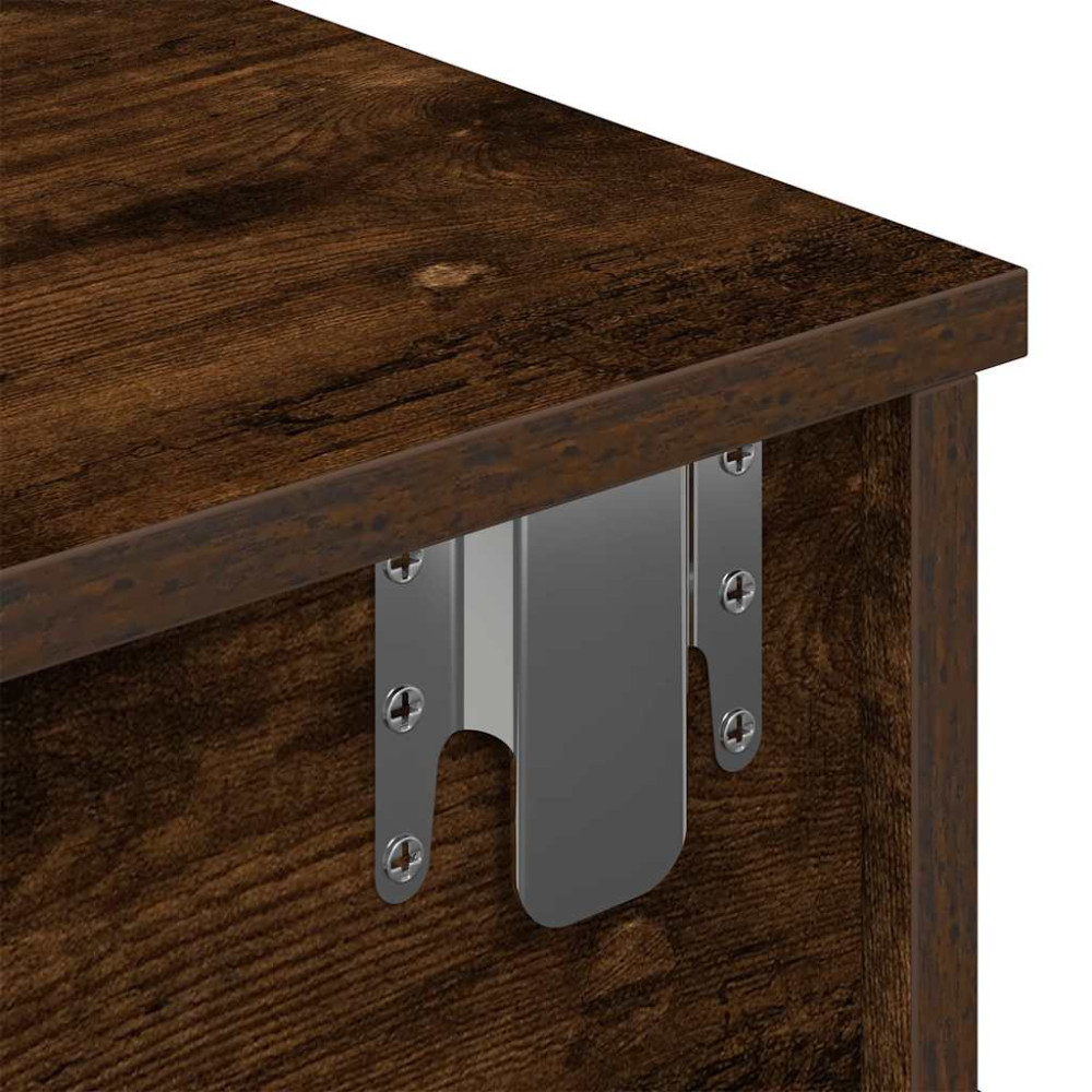 Produktbild för Vägghylla med lådor rökfärgad ek 100x37,5x19 cm konstruerat trä