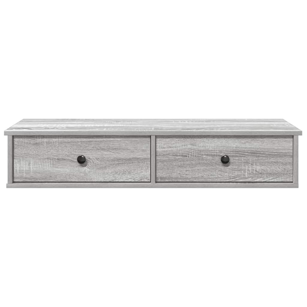 Produktbild för Vägghylla med lådor grå sonoma 100x37,5x19 cm konstruerat trä