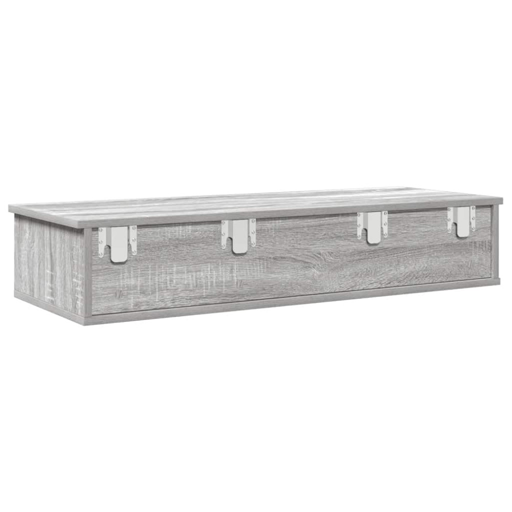Produktbild för Vägghylla med lådor grå sonoma 100x37,5x19 cm konstruerat trä