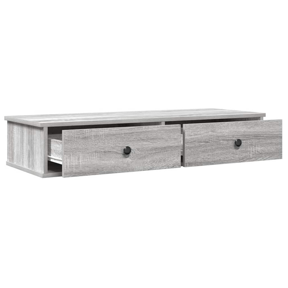 Produktbild för Vägghylla med lådor grå sonoma 100x37,5x19 cm konstruerat trä