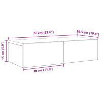 Produktbild för Vägghylla med lådor svart 60x26,5x15 cm konstruerat trä