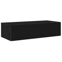 Produktbild för Vägghylla med lådor svart 60x26,5x15 cm konstruerat trä