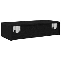 Produktbild för Vägghylla med lådor svart 60x26,5x15 cm konstruerat trä