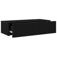 Produktbild för Vägghylla med lådor svart 60x26,5x15 cm konstruerat trä