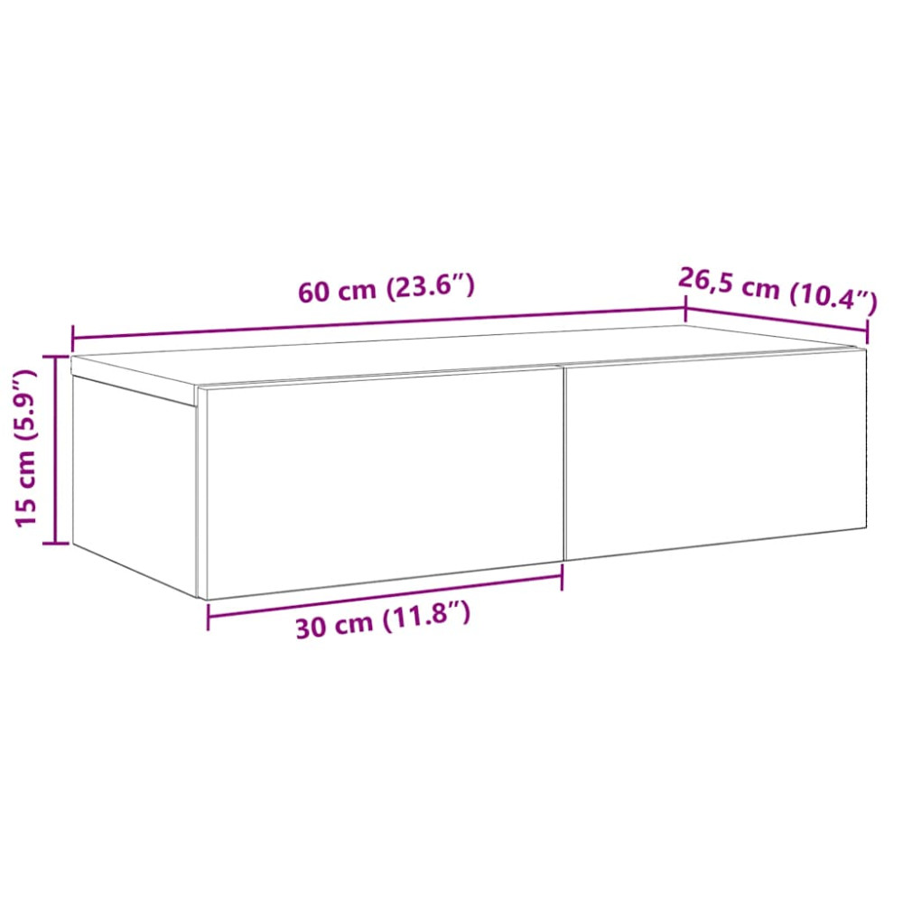 Produktbild för Vägghylla med lådor ek 60x26,5x15 cm konstruerat trä