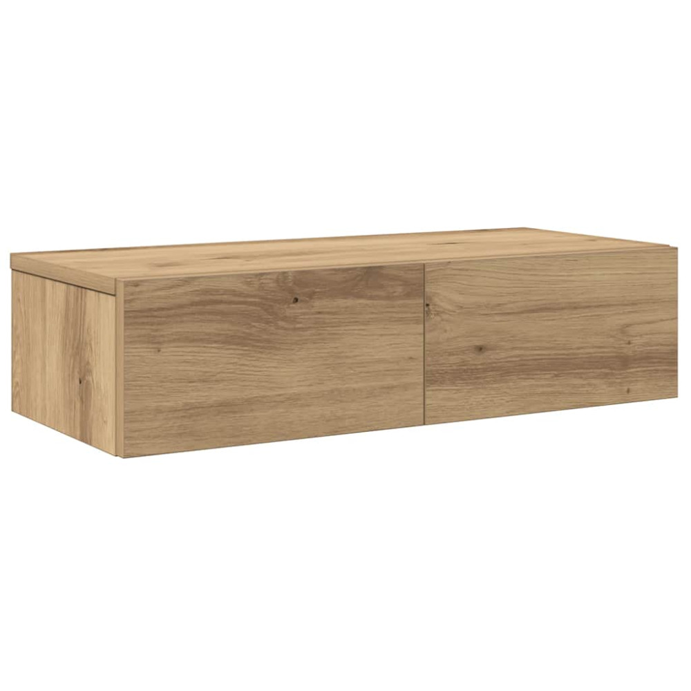 Produktbild för Vägghylla med lådor ek 60x26,5x15 cm konstruerat trä