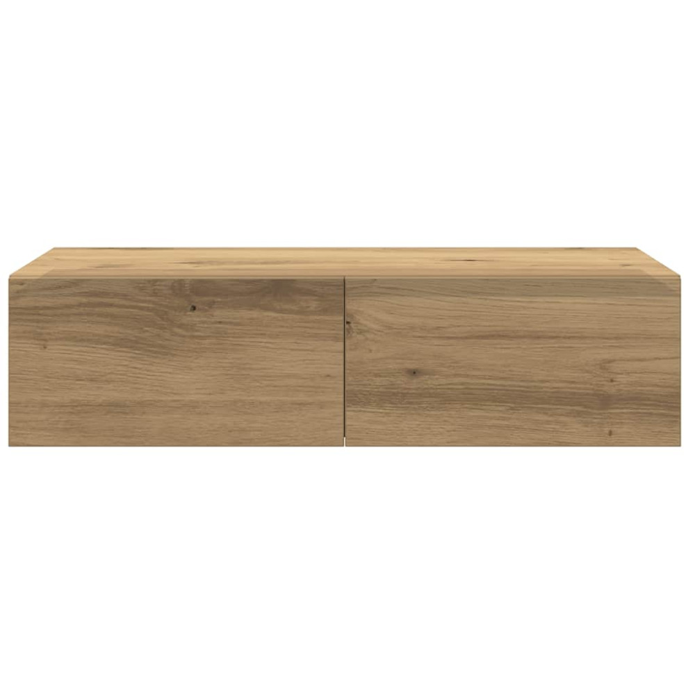 Produktbild för Vägghylla med lådor ek 60x26,5x15 cm konstruerat trä