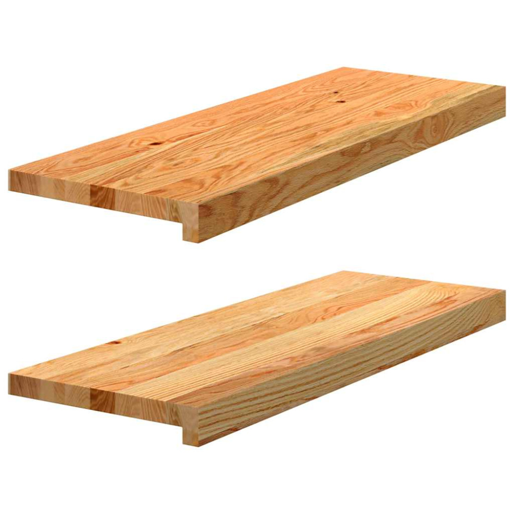 Produktbild för Fönsterbänkar 2 st ljusbrun 70x30x2 cm massiv ek