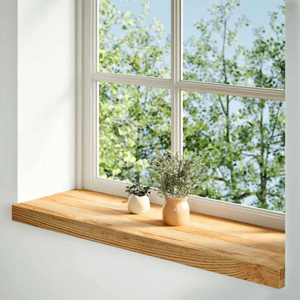 Produktbild för Fönsterbänkar 2 st ljusbrun 70x30x2 cm massiv ek