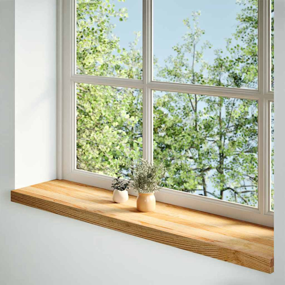 Produktbild för Fönsterbänkar 2 st ljusbrun 110x30x2 cm massiv ek