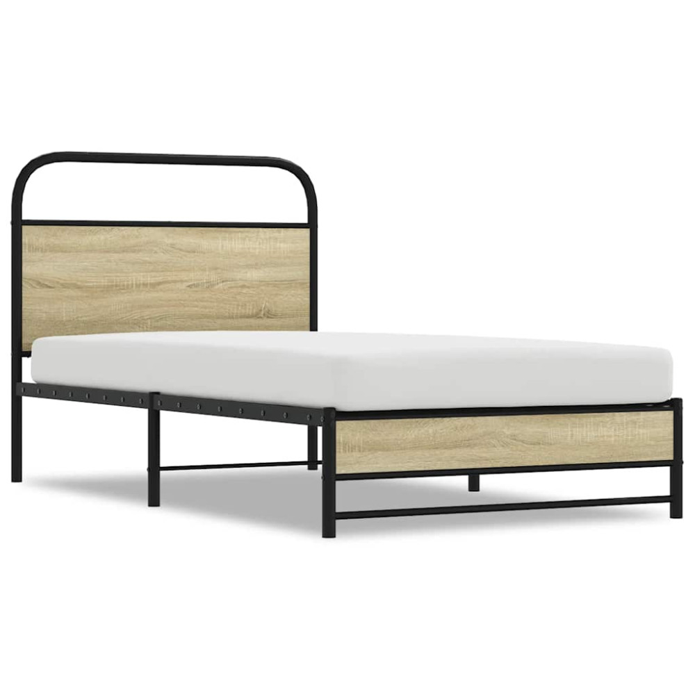 Produktbild för Sängram utan madrass sonoma-ek 107x203 cm konstruerad trä