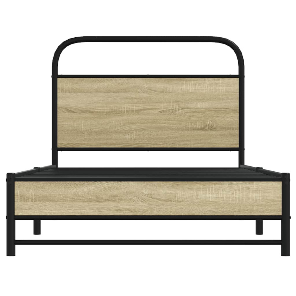 Produktbild för Sängram utan madrass sonoma-ek 107x203 cm konstruerad trä