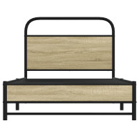 Produktbild för Sängram utan madrass sonoma-ek 107x203 cm konstruerad trä