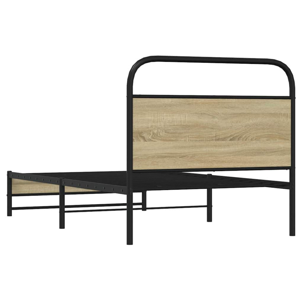 Produktbild för Sängram utan madrass sonoma-ek 107x203 cm konstruerad trä