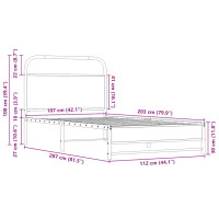 Produktbild för Sängram utan madrass sonoma-ek 107x203 cm konstruerad trä