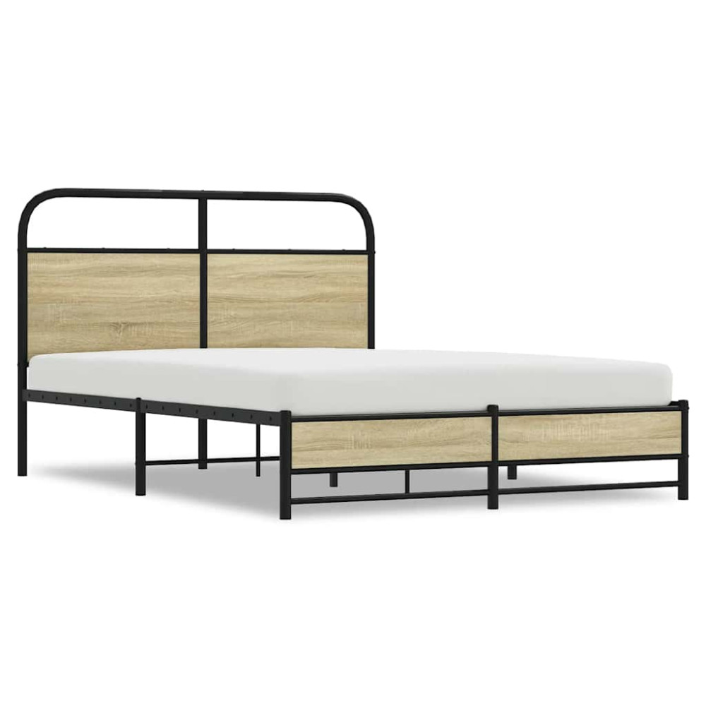 Produktbild för Sängram utan madrass sonoma-ek 135x190 cm konstruerad trä