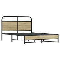 Produktbild för Sängram utan madrass sonoma-ek 135x190 cm konstruerad trä
