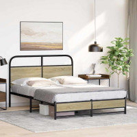 Produktbild för Sängram utan madrass sonoma-ek 135x190 cm konstruerad trä