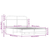Produktbild för Sängram utan madrass sonoma-ek 135x190 cm konstruerad trä