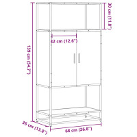 Produktbild för Högskåp svart 68x35x139 cm konstruerat trä och metall