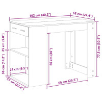 Produktbild för Skrivbord med låda och hylla vit 102x62x77,5 cm konstruerat trä